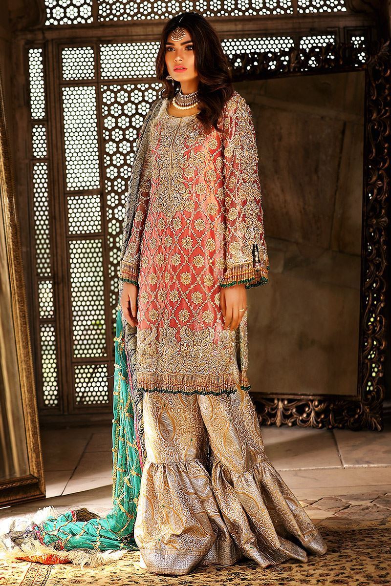 Damask Gharara Mehndi Suit by Annus Abrar