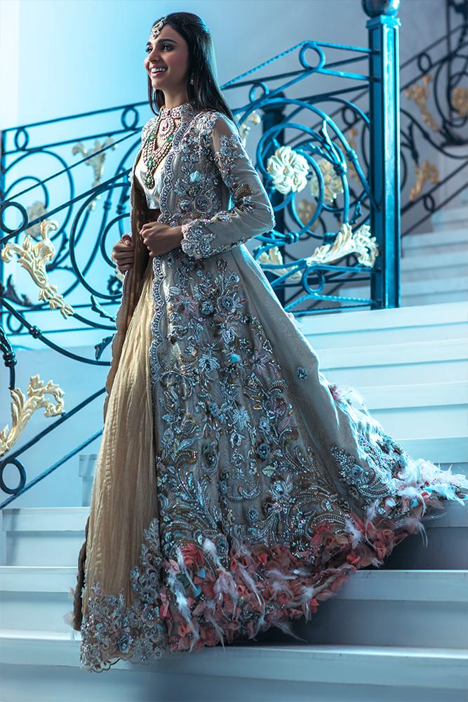 Embellished Bridal Jacket for Mehendi Function by Ammara Khan