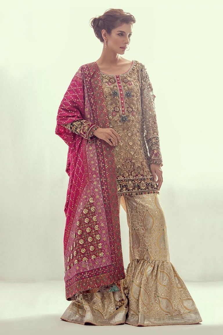 Hand Embroidered Sharara Suit by Annus Abrar