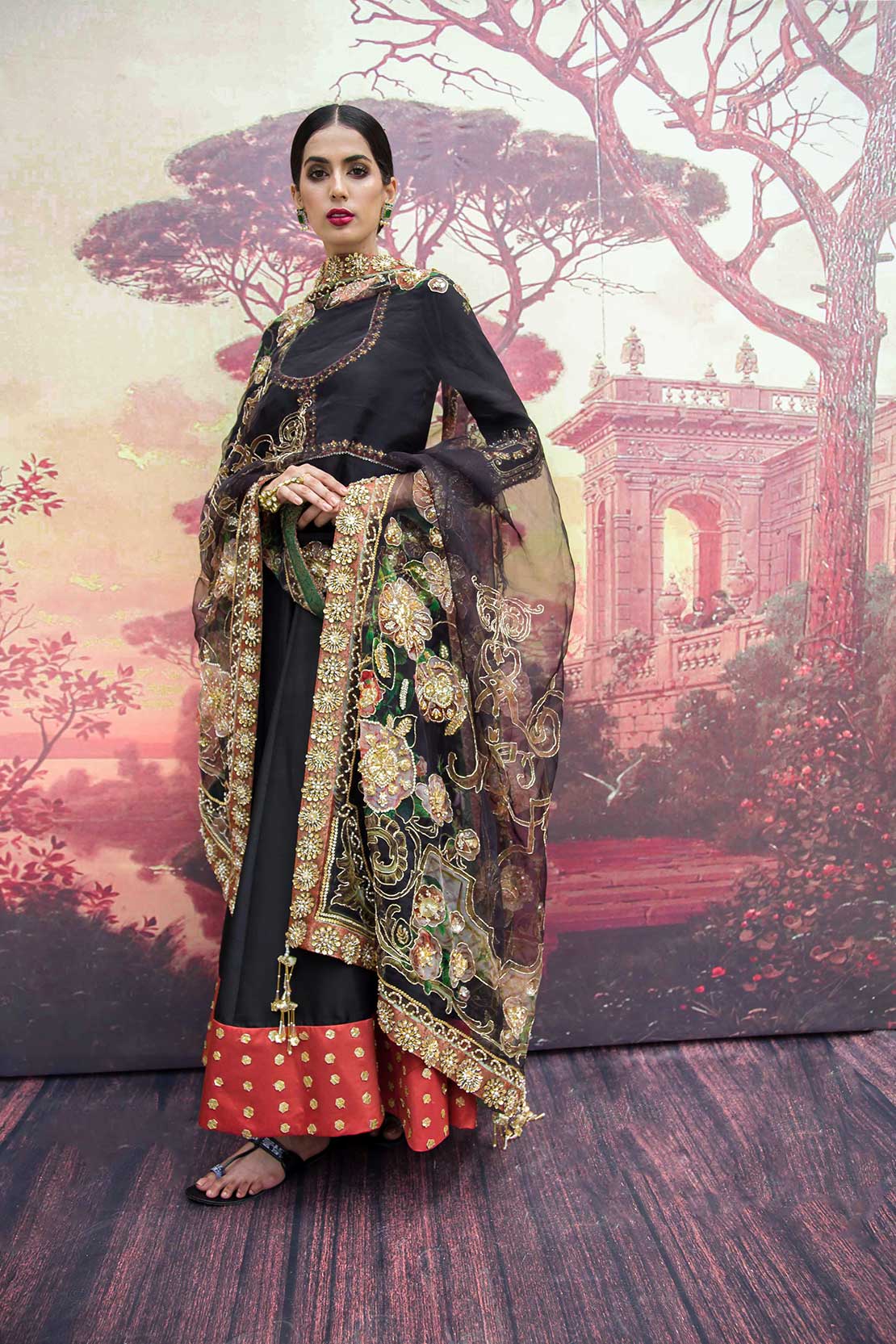 Black anarkali dress by Saira Rizwan