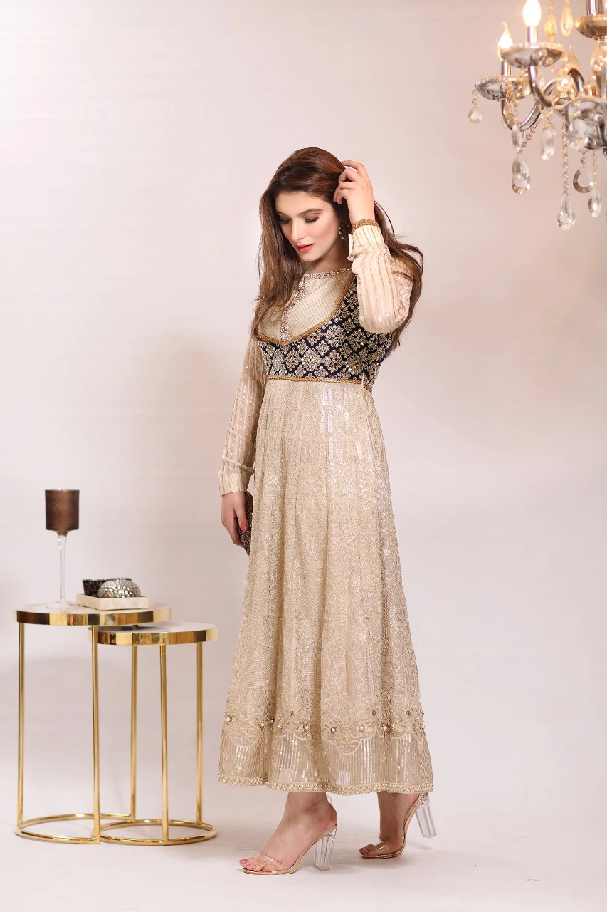 Designer Anarkali Mehndi Outfit by Zarqash