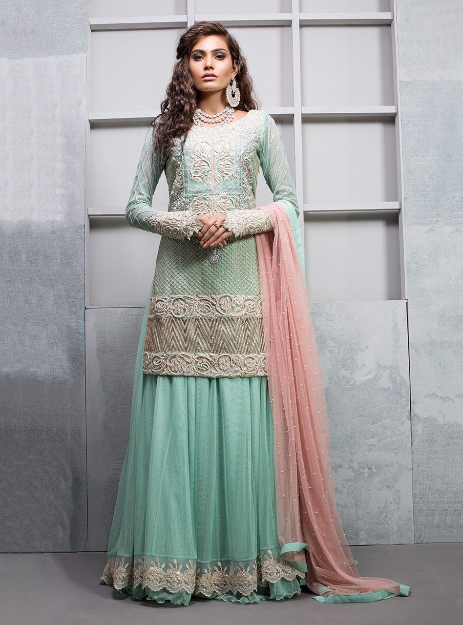 Green Lehenga for Mehndi Function by Zainab Chottani