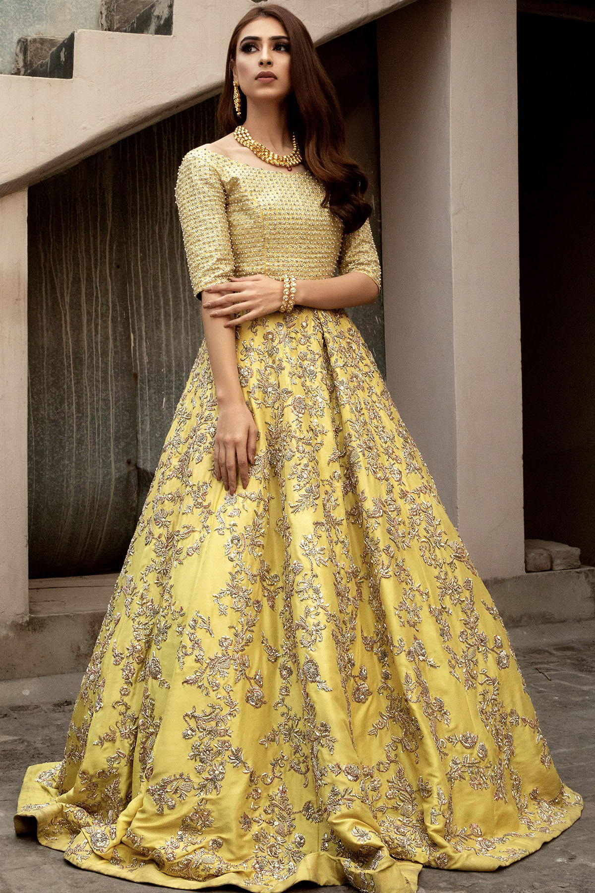 Yellow Mehndi Dresses by Zuria Dor